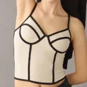 Anthropologie Blue Tassel Contrast Tank Top